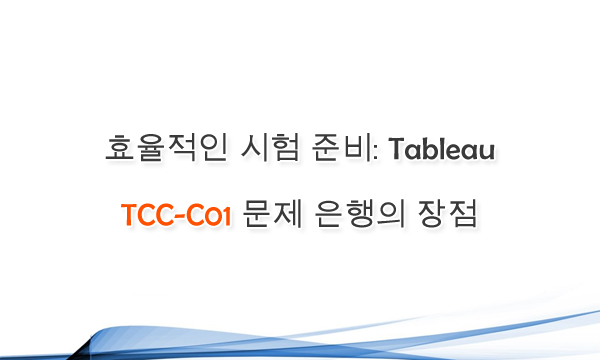효율적인 시험 준비: Tableau TCC-C01 문제 은행의 장점